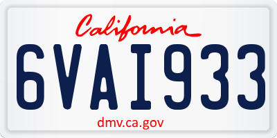CA license plate 6VAI933