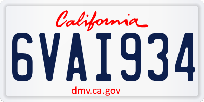 CA license plate 6VAI934