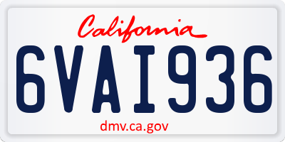CA license plate 6VAI936