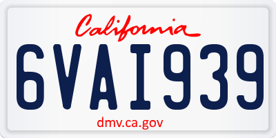 CA license plate 6VAI939