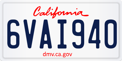CA license plate 6VAI940