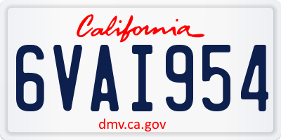 CA license plate 6VAI954