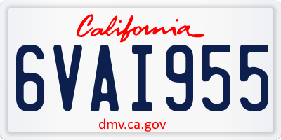 CA license plate 6VAI955