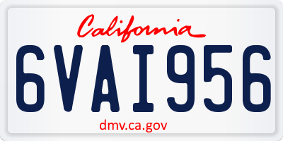 CA license plate 6VAI956