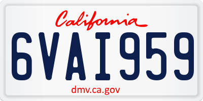 CA license plate 6VAI959