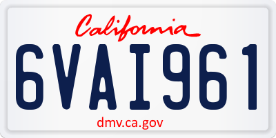 CA license plate 6VAI961