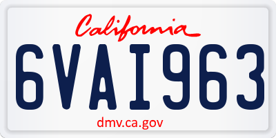 CA license plate 6VAI963