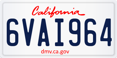 CA license plate 6VAI964