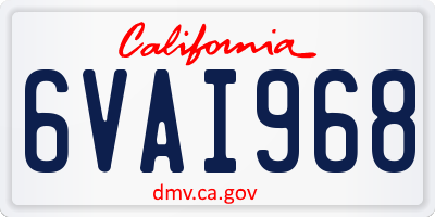 CA license plate 6VAI968