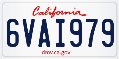 CA license plate 6VAI979