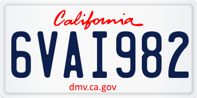 CA license plate 6VAI982