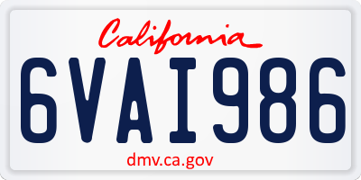 CA license plate 6VAI986