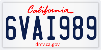 CA license plate 6VAI989