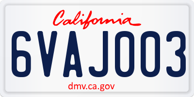 CA license plate 6VAJ003