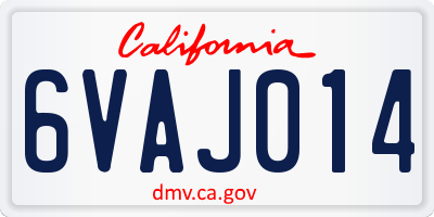 CA license plate 6VAJ014