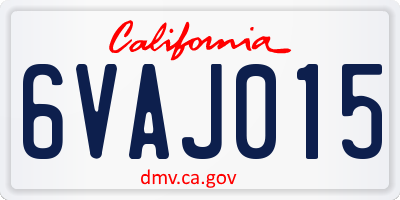 CA license plate 6VAJ015