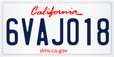 CA license plate 6VAJ018