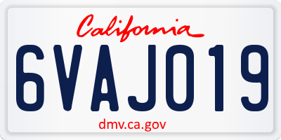 CA license plate 6VAJ019