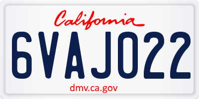 CA license plate 6VAJ022