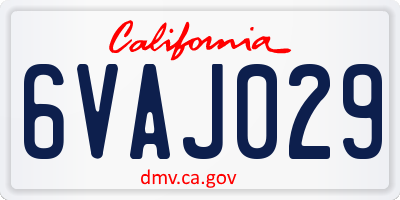 CA license plate 6VAJ029