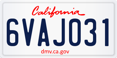 CA license plate 6VAJ031