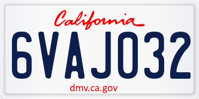 CA license plate 6VAJ032