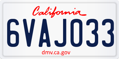 CA license plate 6VAJ033