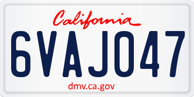 CA license plate 6VAJ047