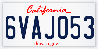 CA license plate 6VAJ053
