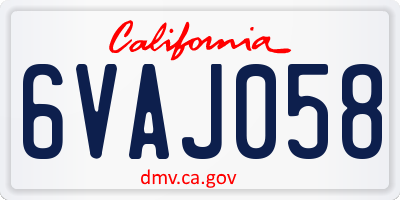 CA license plate 6VAJ058