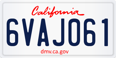 CA license plate 6VAJ061