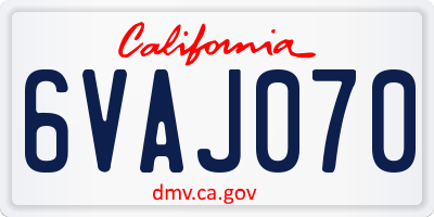 CA license plate 6VAJ070