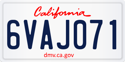 CA license plate 6VAJ071