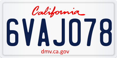 CA license plate 6VAJ078