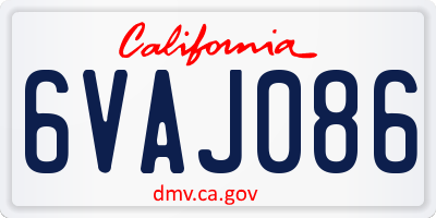 CA license plate 6VAJ086