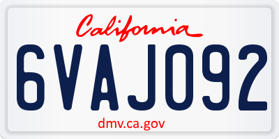 CA license plate 6VAJ092