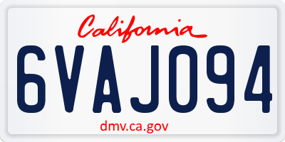 CA license plate 6VAJ094
