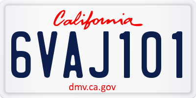 CA license plate 6VAJ101