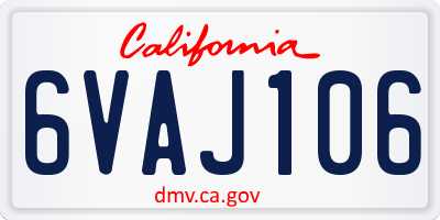 CA license plate 6VAJ106