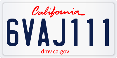 CA license plate 6VAJ111