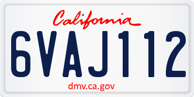CA license plate 6VAJ112