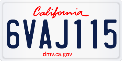 CA license plate 6VAJ115