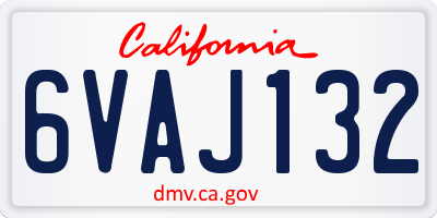 CA license plate 6VAJ132