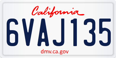 CA license plate 6VAJ135