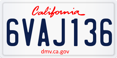 CA license plate 6VAJ136