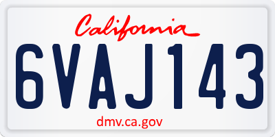 CA license plate 6VAJ143