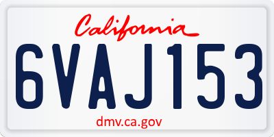 CA license plate 6VAJ153