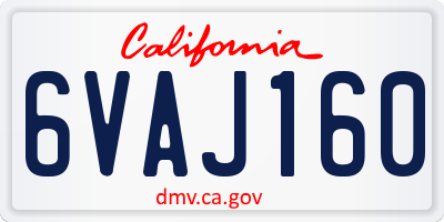 CA license plate 6VAJ160