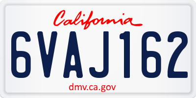 CA license plate 6VAJ162