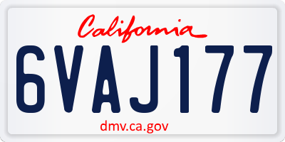 CA license plate 6VAJ177